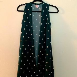 Navy Blue & White Polka Dot LuLaRoe Joy Duster Vest - NWT XS